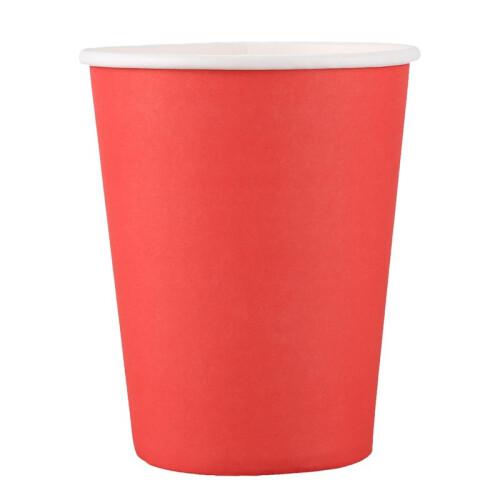 200 Paper Cups (9oz) - Plain Solid Colours Birthday Party Tableware Catering(Red) 1