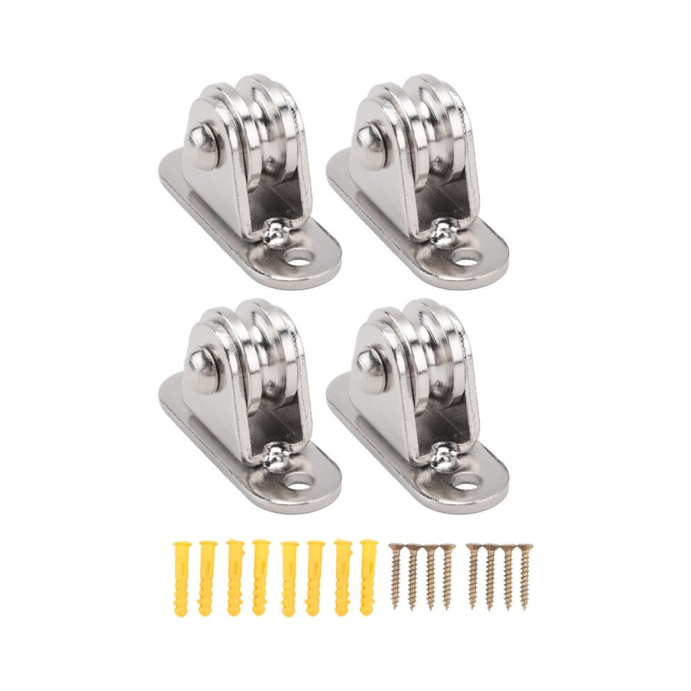 Carbon Steel Pulley Block, Small Pulley Block Silent Pulley, Material Handling And Diy Kits Moving, 4Pcs 4714039305857