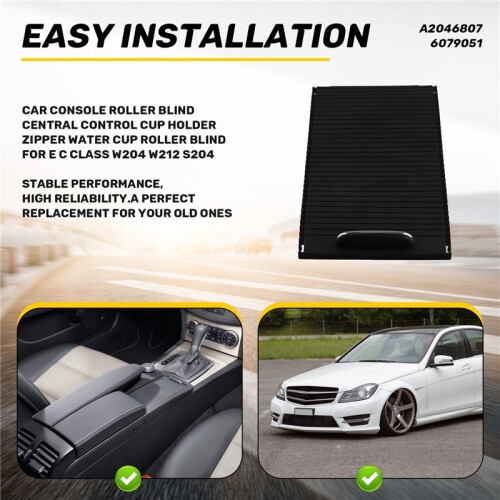 Car Console Roller Blind Central Control Cup Holder Zipper Water Cup Roller Blind for  E C Class W204 W212 S204 1