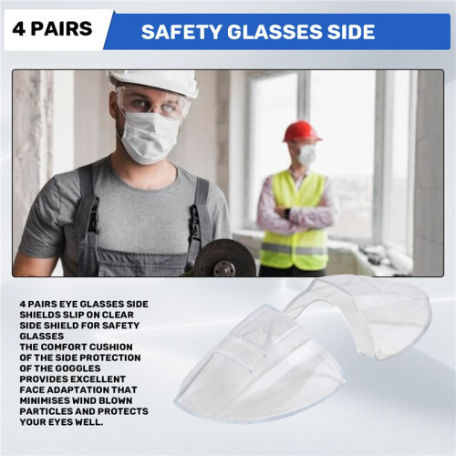 4 Pairs Eye Glasses Side Shields Slip  Clear Side Shield for Safety Glasses 1