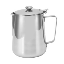 Espumador de leite com cabo ergonômico, jarra de aço inoxidável resistente ao calor com cantos polidos, bico anti-gotejamento, ferramenta para