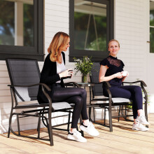 Outsunny Double Glider Companion Rocking Garden Chairs Loveseat Grey and Brown