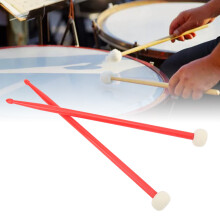 2Pcs Drum Mallet Set, Felt & Nylon Heads, Red, Double-Ended