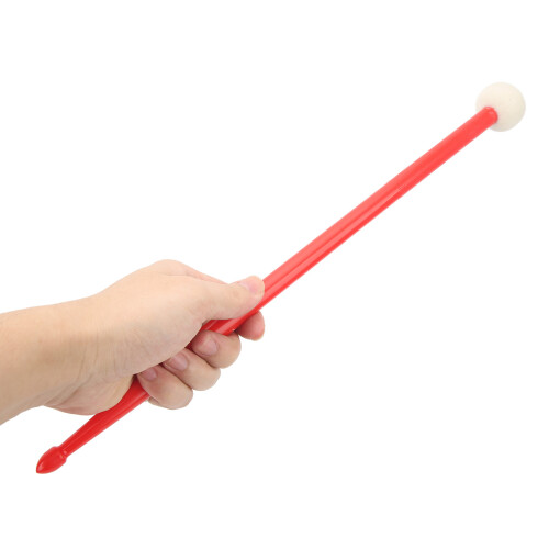 2Pcs Drum Mallet Set, Felt & Nylon Heads, Red, Double-Ended 2