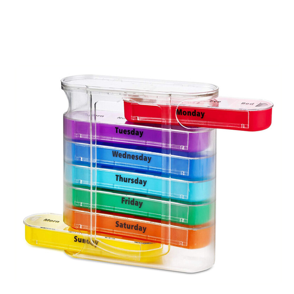 Portable 7-Day Pill Box: 28-Grid Drawer-Type Medicine & Vitamin Organizer