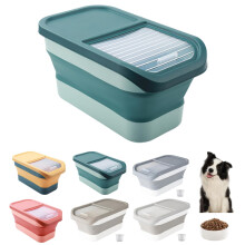 Dog Food Storage 1215 Kg BPA Polyethylene Airtight Hinged Lid, Wheels, Foldable, Measuring Cup Up To 30 Lbs