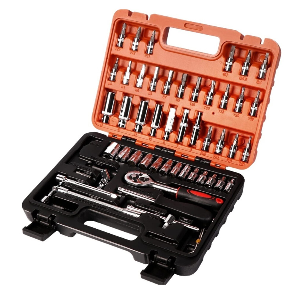 53Piece Wrench Set 1/4' Screwdriver Ratchet Socket Set Kit Auto Tools Combination Hand Tool Kit Tools For Toolbox 9382693663245