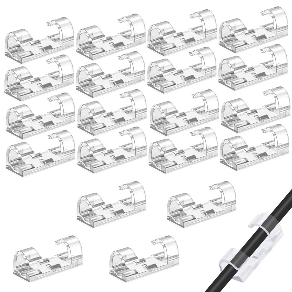 20Pcs Transparent Cable Clips Strong Selfadhesive Wire Organizer For Wall Cord Management 9382693851956