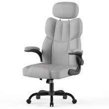 (FC Leather - Light Grey) Q-Series Office Chair High Back Adjustable