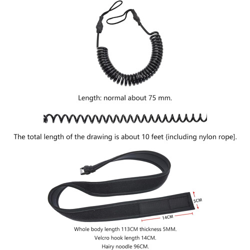 Board Leash Surfboard Coiled Waist Rope Soft Elastic Replacement Comfortable Surfing Leash 2