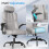 (FC Leather - Light Grey) Q-Series Office Chair High Back Adjustable 4