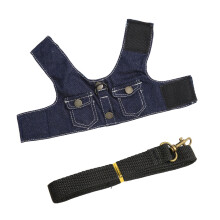 (imbracatura di jeans per cani alla moda, morbida e traspirante, con guinzaglio, taglia M)