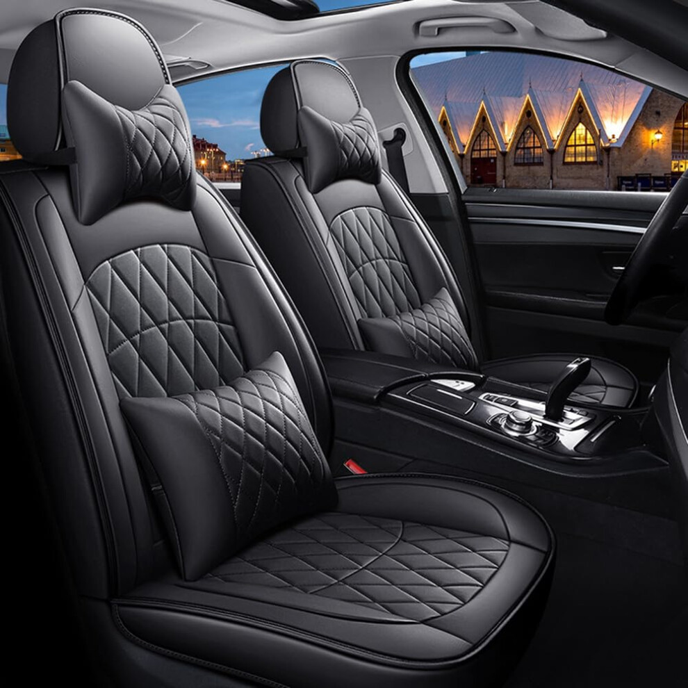 Car Seat Covers For Audi Q3 8U 20112018 Full Set 5Seat Leather Waterproof Nonslip Front/Rear Cushion Protectors Black 9189345337796