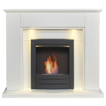 Adam Eltham Fireplace in Pure White with Downlights & Colorado Bio Ethanol in Black, 45 Inch