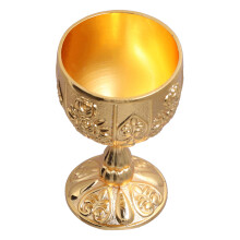 2Pcs Mini Golden Goblet Retro Goblet Solid Metal Embossed Wine Cup Luxury