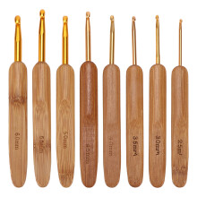 Ace de croșetat ușoare, mâner din lemn de bambus, design ergonomic, oțel inoxidabil, durabil, neted, subțire, dantelă, tricotat, lucru fin,