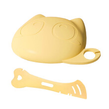 Cat Food Lid Covers With Spoon, Flexible Silicone Canned Cat Food Topper Lid With Scoop, Travel Friendly Yellow