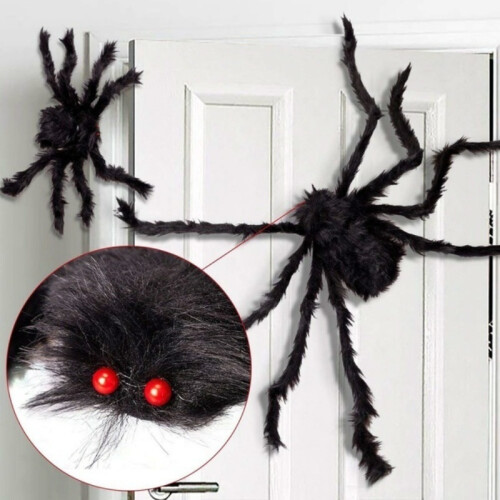Φρικτά στολίδια για το Halloween, τρομακτικές γιγάντιες αράχνες για εσωτερική και