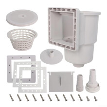 Aboveground pool skimmer kit for pool maintenance, 15.2 cm, wallmounted, debris collection system with UVresistant ABS construction.