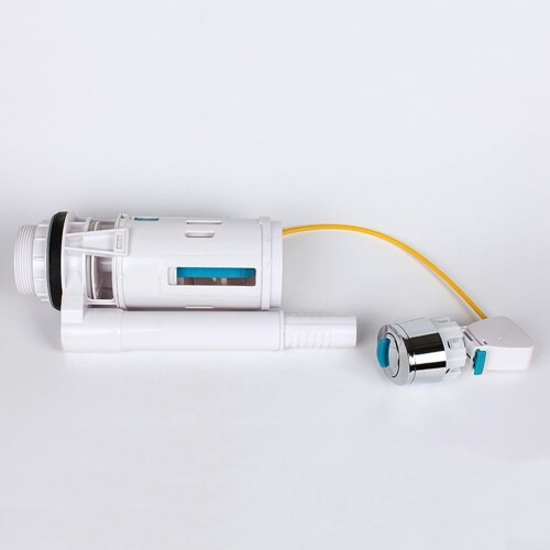 Dual flush system for WC cistern with 27 x 5 cm cable length and chromeplated push button 1
