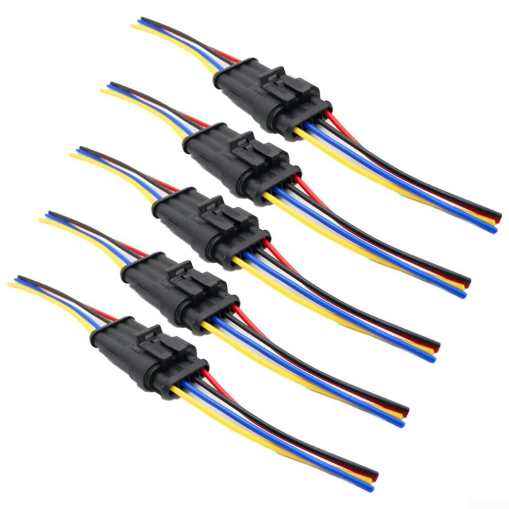 5Pcs 4 Pin Waterproof Electrical Connectors With Wire For Secure Automotive Connections 9382693854544