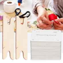 Complete Weaving Cards Table DIY Set with HandMade Paper Loom and Shuttle Bag