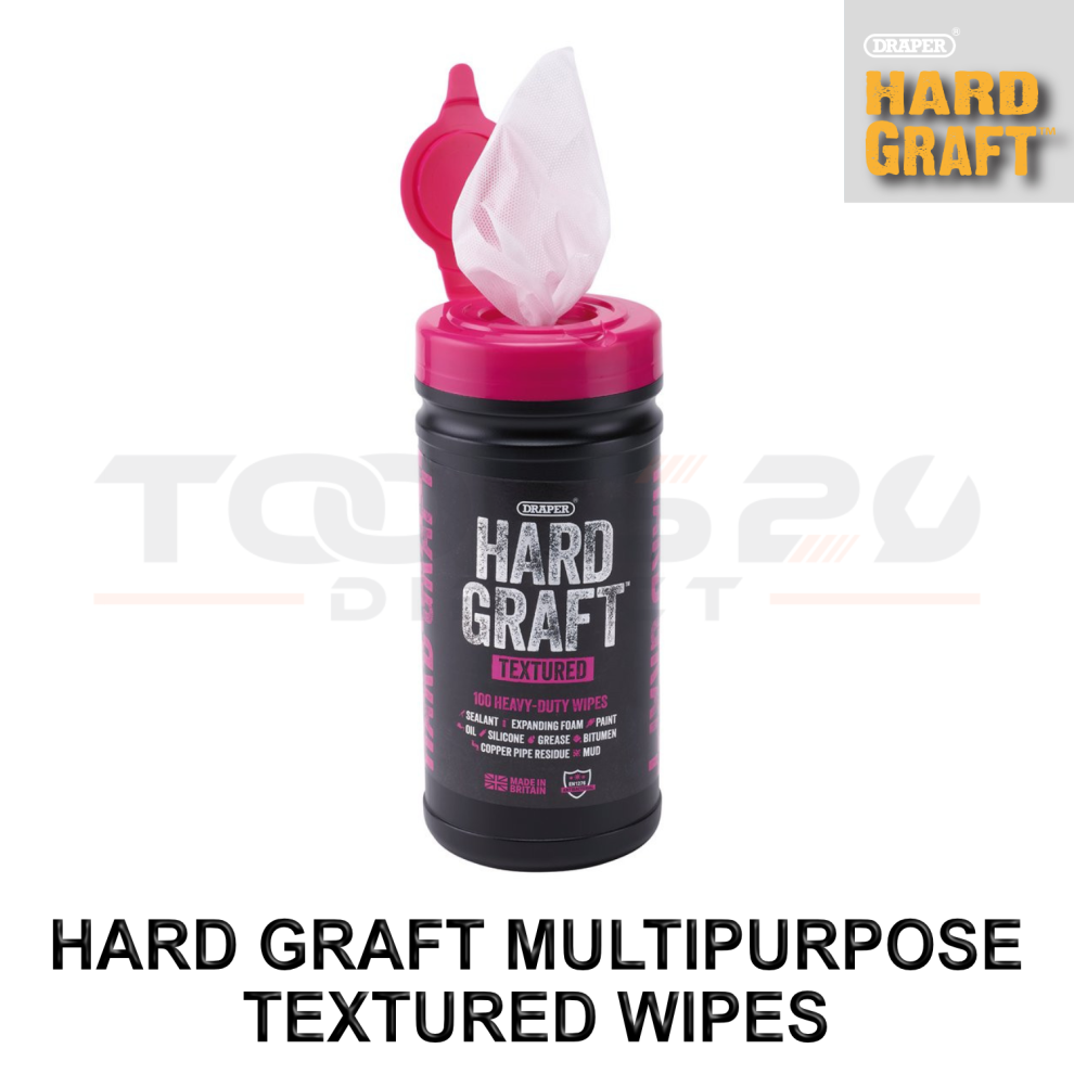 Draper 12435 Draper Hard Graft Multipurpose Textured Wipes (Tub of 100) - Image 11