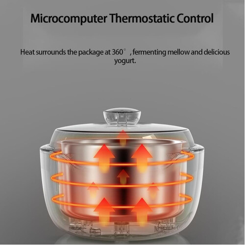 1000Ml Automatic Yogurt Maker With 20W, 4x200Ml Ceramic Cups, LED Display, 360Degree Thermostatic Fermentation, Timer 1