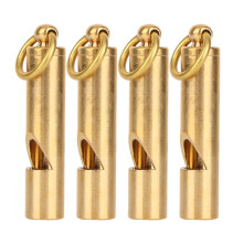 Emergency Whistle, Loud Whistle for Outdoor, Portable Brass Metal, Clear Sound, Durable, Waterproof, 4pcs, Copper, for Camping, Hiking, Boating,
