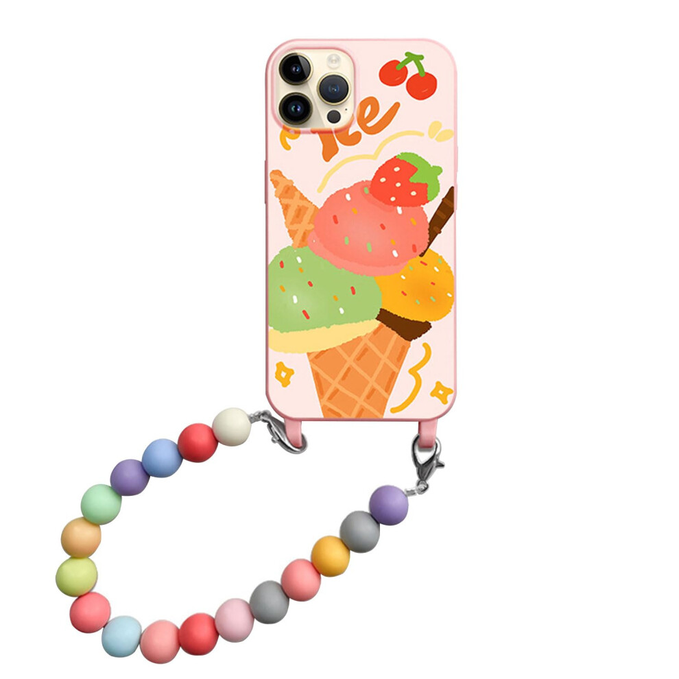 Iphone Xs Case Tpu Bumper Antiscratch Rainbow Beads Bracelet Candy Color Lanyard 5.8 Inch Compatible With Iphone Xs 9347817978544