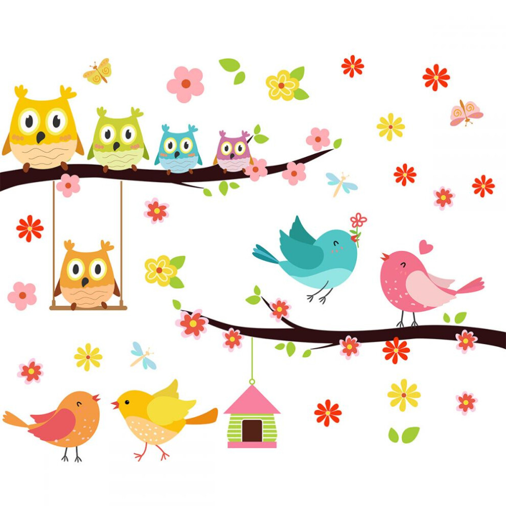 Family Owls Decal, Peel And Stick Wall Art For Kids Room Decor, Reusable And Non-Toxic Waterproof Mural For Seamless Application And Removal