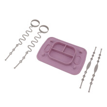 Silicone Saugnapf-Tablett mit 4 Spielzeugbefestigungen, abgetrennter Teller für Babys, Lila