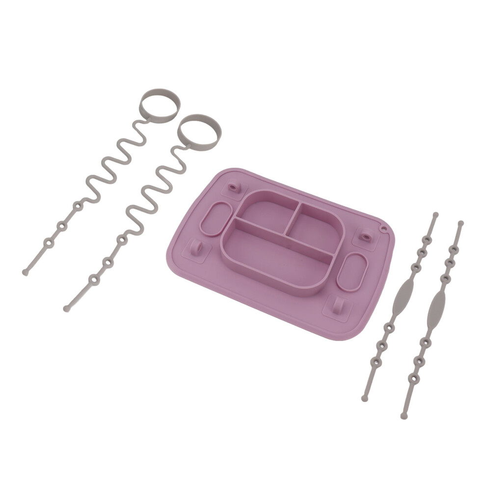 Silicone Suction Placemat With 4 Toy Tethers - Dishwasher Safe Purple