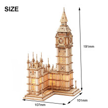 3D-Holzpuzzles, Brücke und Uhrturm,