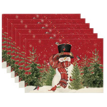 Weihnachts-Tischsets, 30,5 X 45,7 Cm, Saisonale Weihnachts-Tischsets, Waschbare Tischsets, 6Er-Set
