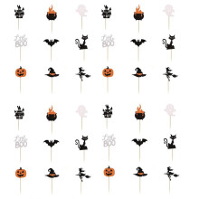 36-Pack Halloween-Muffins, Glitterdekorationer, Tårtdekorationer för Halloween-Tema, Babyshower, Barnfesttillbehör