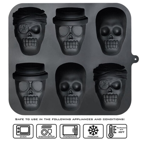 Skull Cake Pan Silicone Skull Cakelet Mold Skull Pirate Cake Tin Baking Pan 2