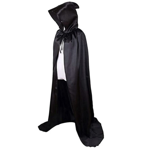 59 Polegadas Traje de Halloween Capa da Morte Manto da Morte Preto Manto Do Diabo Tamanho L 1,5 M de Comprimento Adequado para ÁRea Externa Conjunto