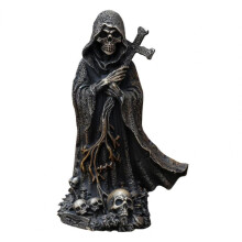 Skeleton Figurine Evils Grim Reaper för Halloween Hemmakontor Dekor Resin Staty Skulptur Ornament C