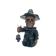 Tovenaar Hoed Schedel Decoratie Skelet Beeldjes Cool Standbeeld Schedel Halloween Schedel Verschrikkelijke Ornamenten voor Home Decor B