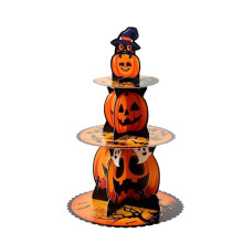 Feestelijke Halloween Dessertkraam Spooky Halloween Cupcake Stand Toren Pompoen Kartonnen Desserthouder Dienblad Decoratie A