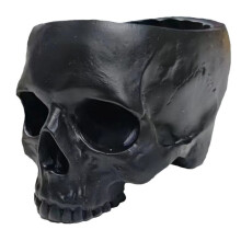 Gartendekoration für Draußen, Halloween-Totenkopf-Dekoration, Sukkulenten-Blumentopf, Gothic-Dekoration für Zuhause, Schwarz