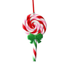 Kerstboom Decoratie Ornament Zachte Klei Lollipop Rood Wit Snoepgoed Kerstboom Hanger Kerstmis Nieuwjaar Cadeau E
