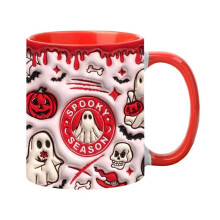 Tazza da Caffè 3D Halloween Tazza da Caffè Espresso In Ceramica con Manico Tazza da Tè Spettrale da 350 Ml per Tavolo da Pranzo Scolastico SP-2