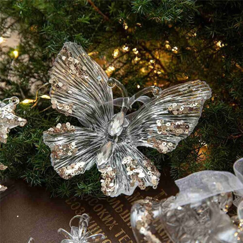 Décorations de Noël Flocon de Neige Transparent Papillon Décoration de Noël A 2