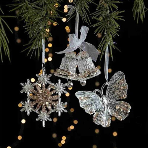 Décorations de Noël Flocon de Neige Transparent Papillon Décoration de Noël A 1