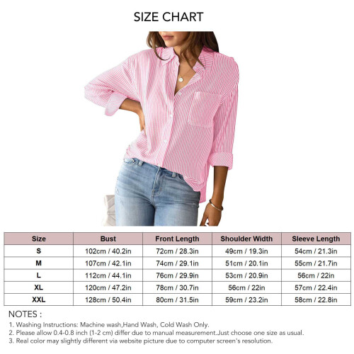 Gestreiftes Shirt 100% Polyester Pink L Casual 2