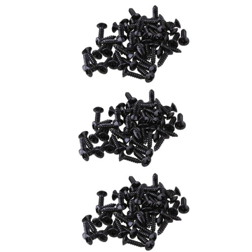 200X Gitarrbasskruvar Delar för Scratchplates Pickguard, Svart