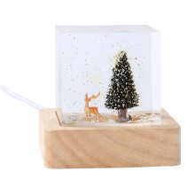 Figuras de Árbol de Navidad con Forma de Cubo Art Deco para Mesa, Decoración de Interiores, Regalos Luminosos