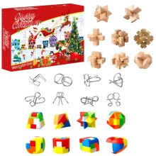 Calendrier de L' 2024 avec Jouets Puzzle en Plastique, Métal et Bois, Jeux de Défi Cérébral Familial, Jouets, Cadeau de Noël pour Enfant